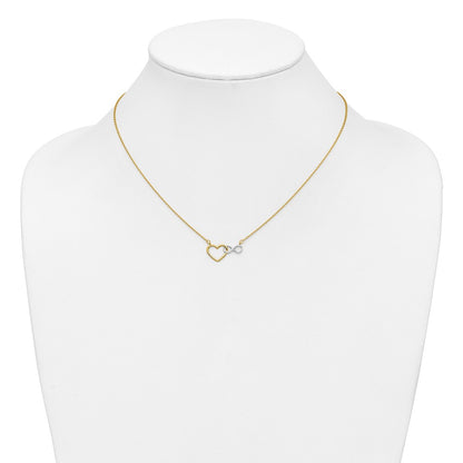 10k and White Rhodium Heart Intertwined with Infinity Symbol 17 inch Necklace