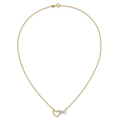 10k and White Rhodium Heart Intertwined with Infinity Symbol 17 inch Necklace