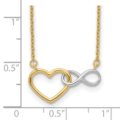 10k and White Rhodium Heart Intertwined with Infinity Symbol 17 inch Necklace
