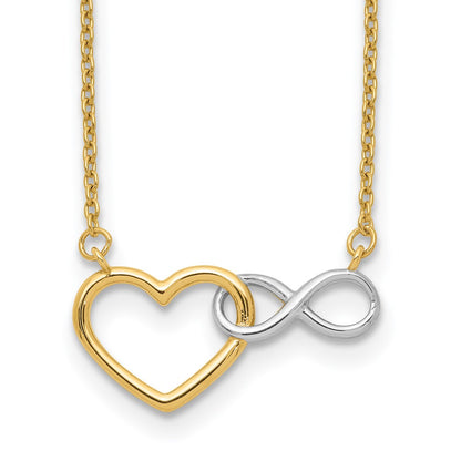10k and White Rhodium Heart Intertwined with Infinity Symbol 17 inch Necklace