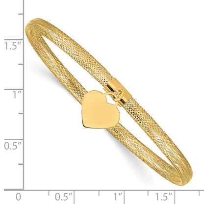 10k Heart Dangle Stretch Mesh Bracelet