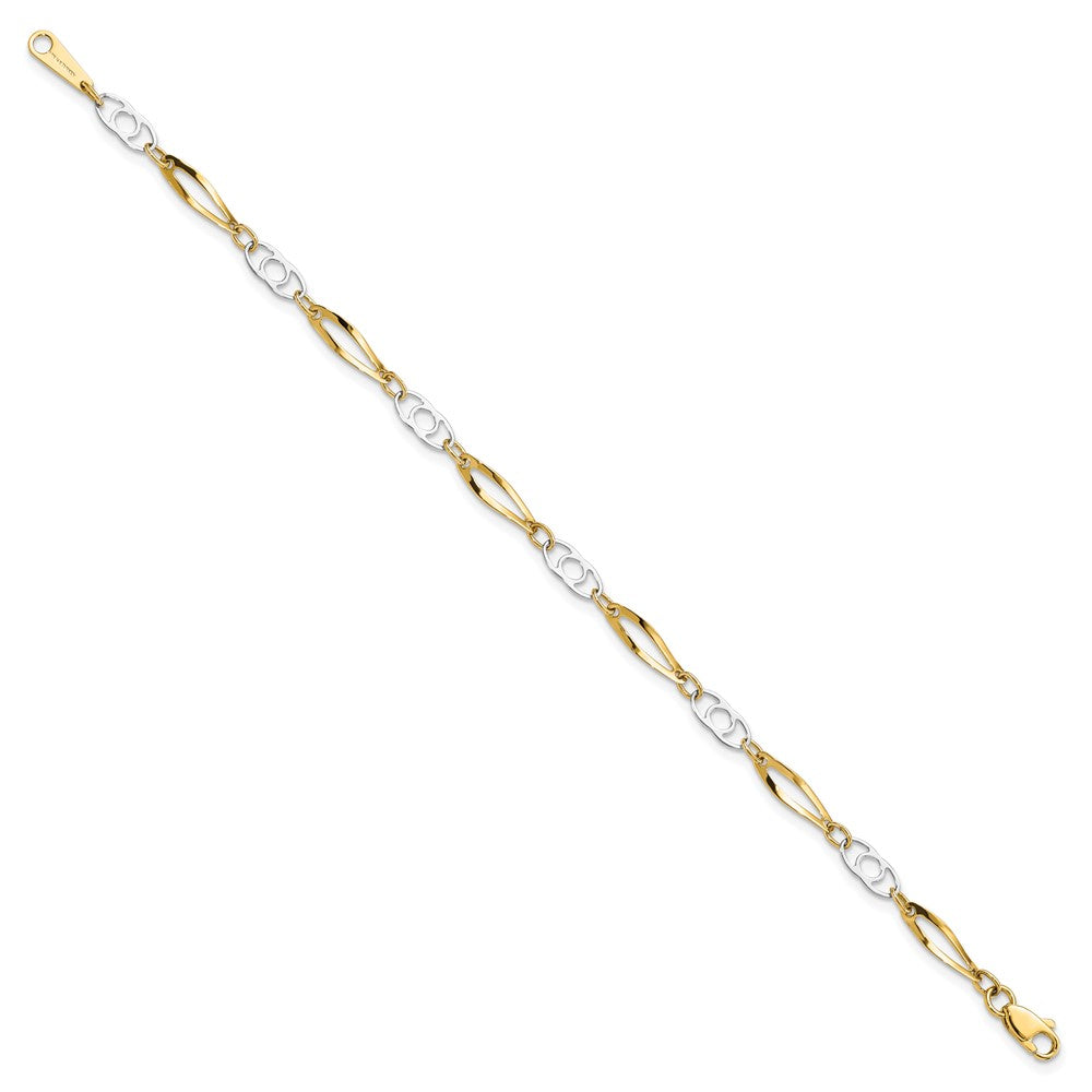 10k Two-Tone Polished Fancy Link 7 inch Bracelet