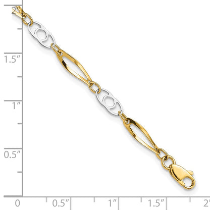 10k Two-Tone Polished Fancy Link 7 inch Bracelet