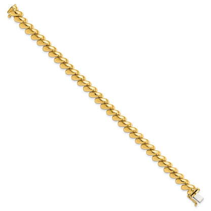 10k 8mm Polished San Marco Link 8 inch Bracelet