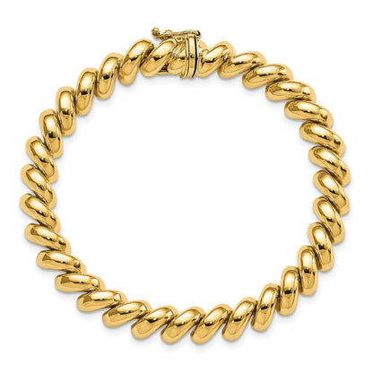10k 8mm Polished San Marco Link 8 inch Bracelet