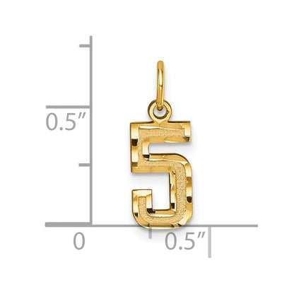 10ky Casted Small Diamond-cut Number 5 Charm