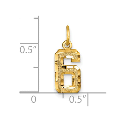 10ky Casted Small Diamond-cut Number 6 Charm