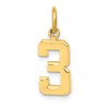 10k Small Polished Number 3 Charm