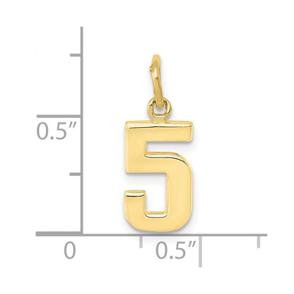 10k Small Polished Number 5 Charm