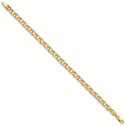 10k Lite 5mm Hollow Diamond-cut Double Link 8.25 inch Charm Bracelet