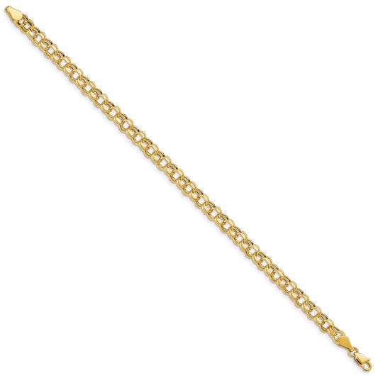 10k Lite 5mm Hollow Diamond-cut Double Link 8.25 inch Charm Bracelet