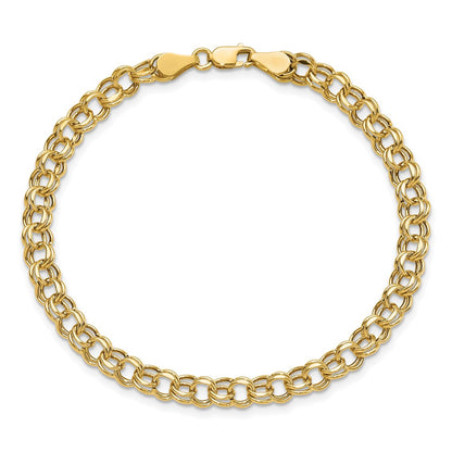 10k Lite 5mm Hollow Diamond-cut Double Link 8.25 inch Charm Bracelet