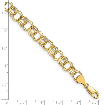 10k Lite 8mm Semi-solid Diamond-cut Triple Link 7.25 inch Charm Bracelet