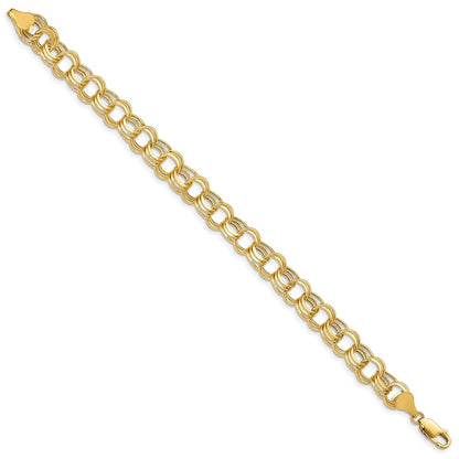 10k Lite 8.5mm Semi-solid Diamond-cut Triple Link 8.25 inch Charm Bracelet
