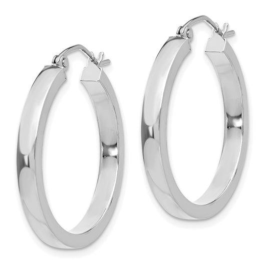 10k White Gold 2x3mm Rectangle Tube Hoop