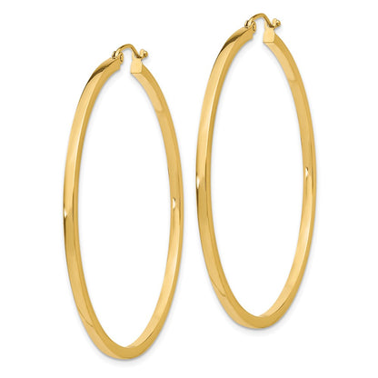 10k 2mm Square Tube Hoop Earrings