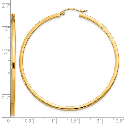 10k 2mm Square Tube Hoop Earrings