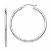 10K White Gold Polished 2mm Lightweight Tube Hoop Earrings