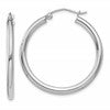 10K White Gold Polished 2.5mm Lightweight Tube Hoop Earrings