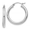 10k White Gold Polished 3mm Lightweight Tube Hoop Earrings
