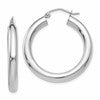 10k White Gold Polished 4mm Lightweight Tube Hoop Earrings