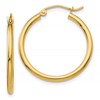 10K Polished 2mm Tube Hoop Earrings
