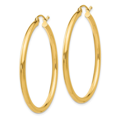 10K Polished 2.5mm Tube Hoop Earrings