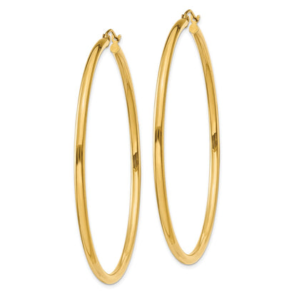 10K Polished 2.5mm Tube Hoop Earrings