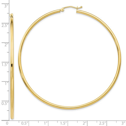 10K Polished 2.5mm Lightweight Tube Hoop Earrings