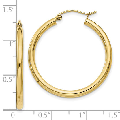 10k Polished 2.5mm Lightweight Tube Hoop Earrings