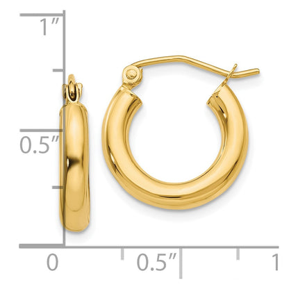 10k Polished 3mm Lightweight Tube Hoop Earrings