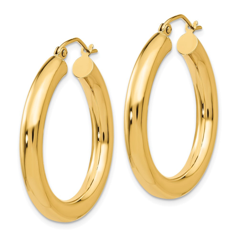 10K Polished 4mm Tube Hoop Earrings