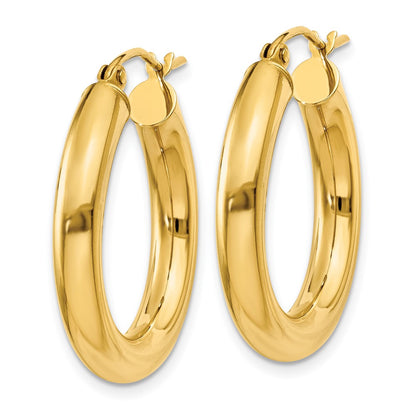 10k Polished 4mm Lightweight Tube Hoop Earrings