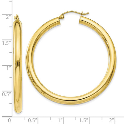 10K Polished 4mm Tube Hoop Earrings