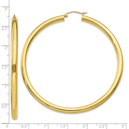 10K Polished 4mm Tube Hoop Earrings