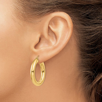 10k Polished 5mm Tube Hoop Earrings