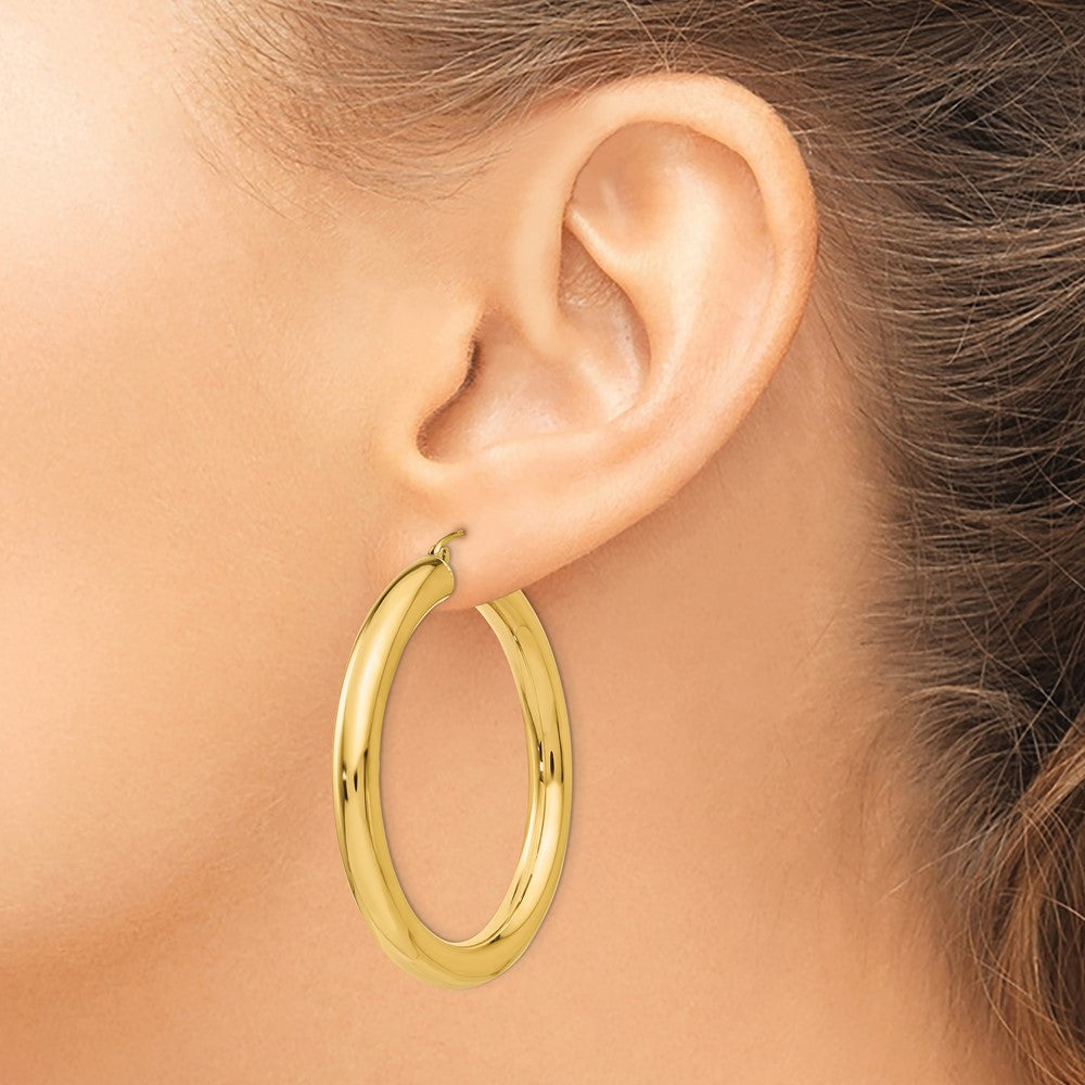 10k Polished 5mm Tube Hoop Earrings
