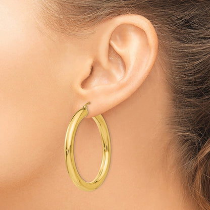 10k Polished 5mm Tube Hoop Earrings