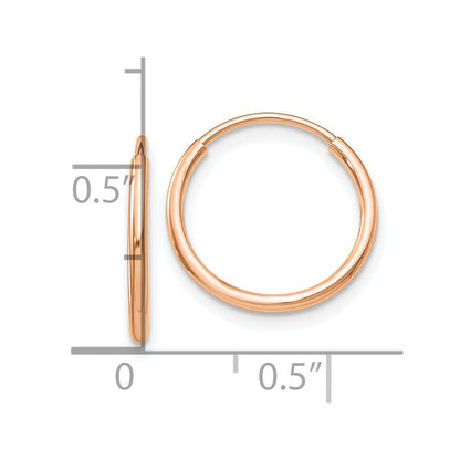 10k Rose Gold Polished Endless Tube Hoop Earrings