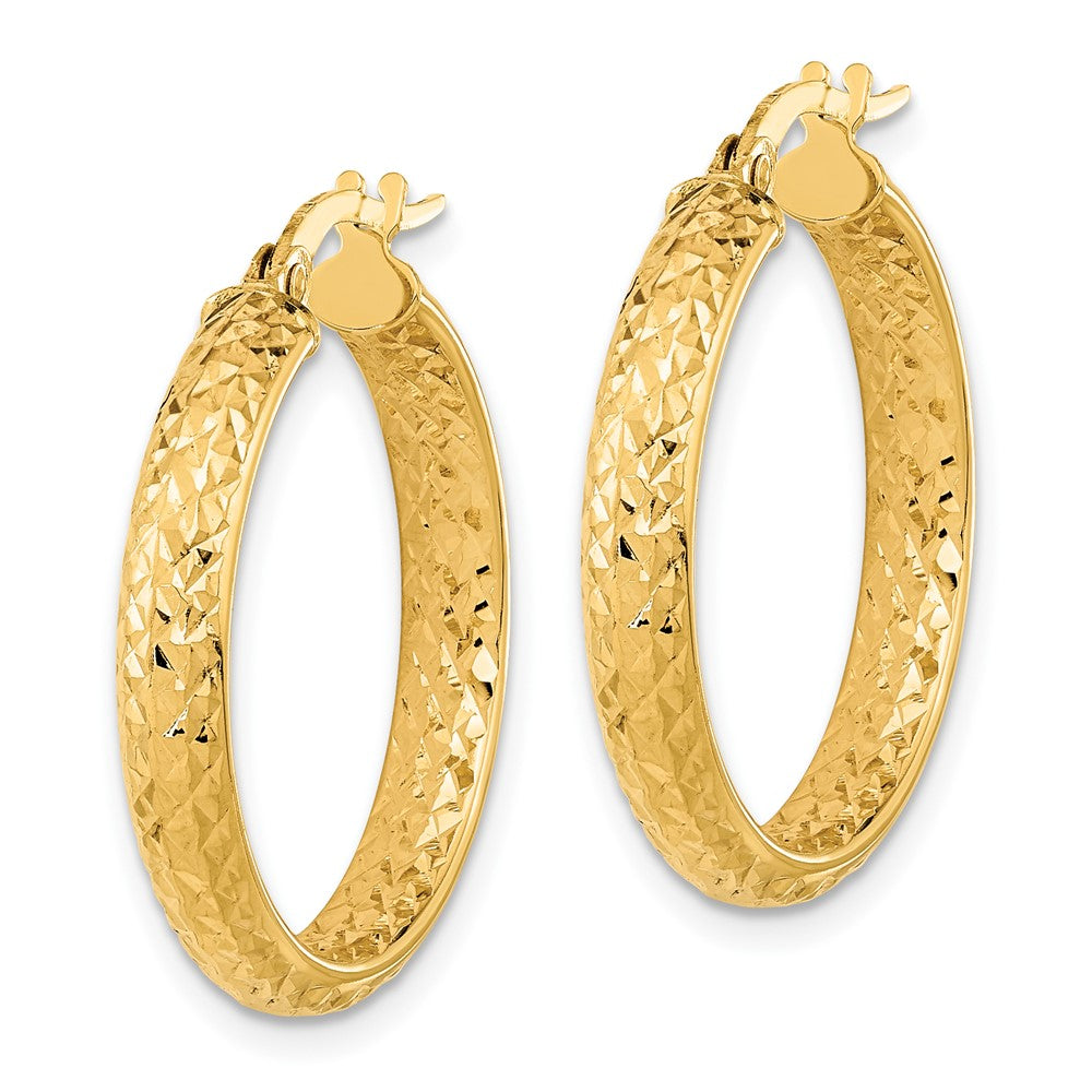 10k Polished and Diamond-cut Inside and Out Fancy Hoop Earrings