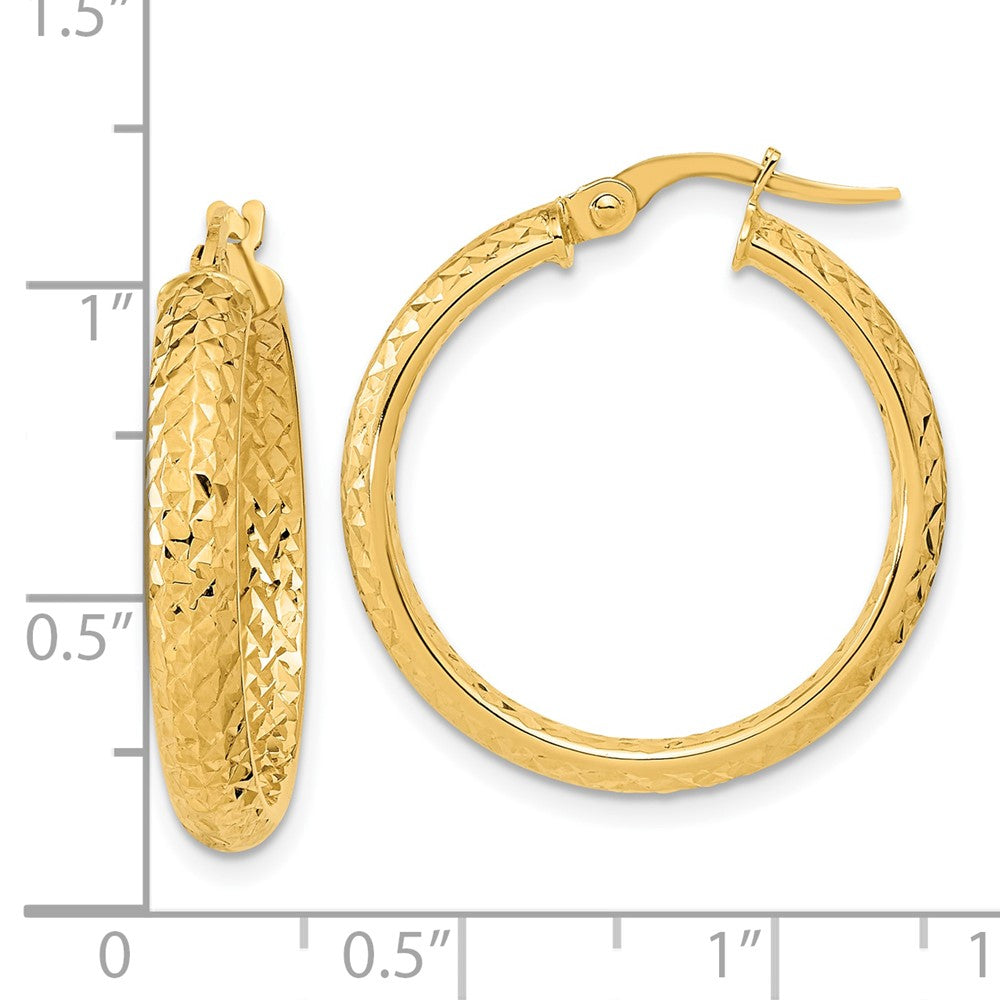 10k Polished and Diamond-cut Inside and Out Fancy Hoop Earrings