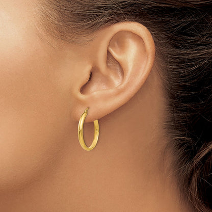 10k Round Tube Hoop Earrings