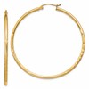 10k Satin and Diamond-cut 2mm Round Tube Hoop Earrings