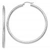 10k White Gold Diamond-cut 3mm Round Hoop Earrings