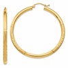10k Satin & Diamond-cut 3mm Round Hoop Earrings