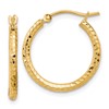 10k Diamond-cut 2mm Round Tube Hoop Earrings