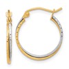 10k Two-tone Diamond-cut Twisted Double Hoop Earrings