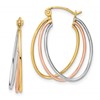 10k Tri-color Polished Oval Triple Hoop Earrings