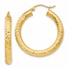 10k Diamond-cut 4mm Round Hoop Earrings