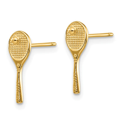10K Mini Tennis Racquet with Ball Post Earrings
